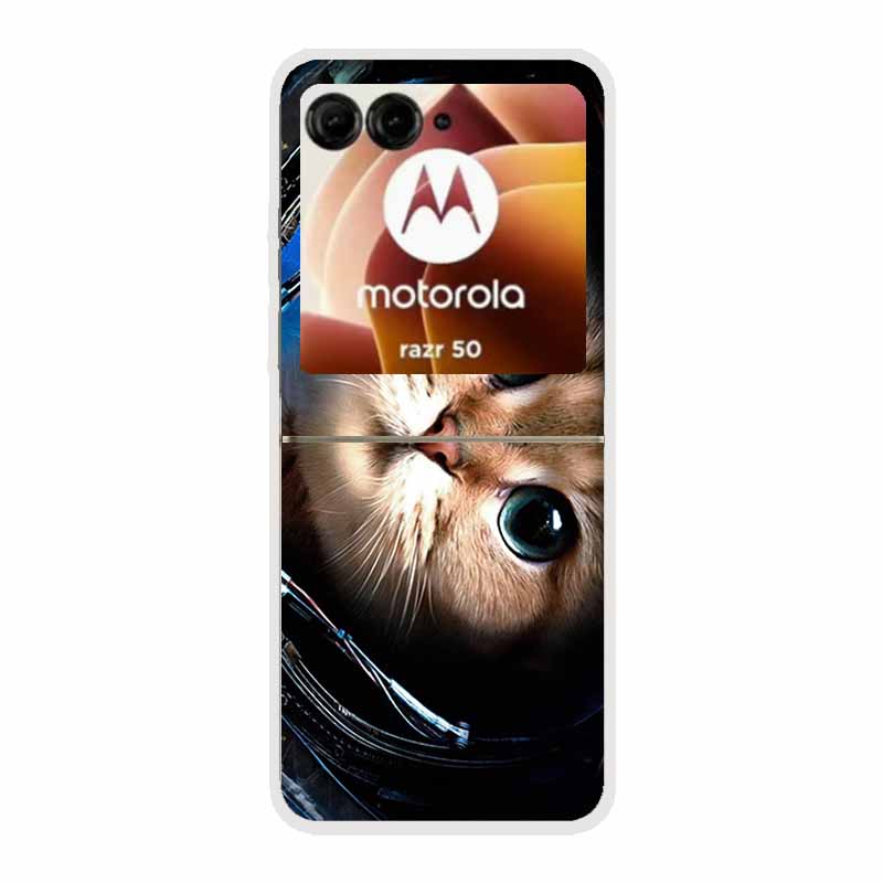 Чехол для Motorola Razr 50 Ultra Животные Жесткий Пластик ПК Задняя Крышка Телефона Для Motorola Moto Razr50 razr+ 2024 Прозрачный Coque