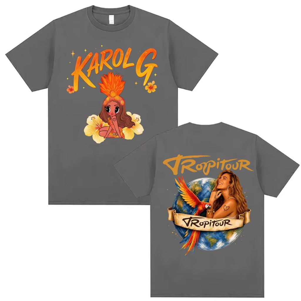 Karol G Tropicoqueta Tour Album 2026 Print T Shirts Men Women Clothing Fashion Aesthetic T Shirt Casual Cotton Tees Streetwear