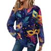 Женская мода Свободный топ с длинным рукавом и карнавальным принтом, с круглым вырезом, повседневный