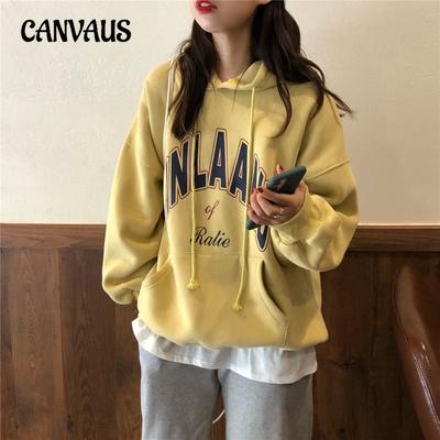 Осенне-зимняя женская толстовка с капюшоном больших размеров с подкладкой, свободные топы Tide