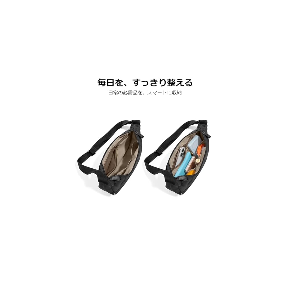 tomtoc Women's Lightweight Small 35L Round Shoulder Bag, Quilted Nylon, Crescent Shape, with