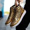 Fashion High Top Fashion Men's Shoes Shiny Large Size Personalized Shoe Golden Retro Casual Shoes Trendy Versatile Male Sneakers Zapatos