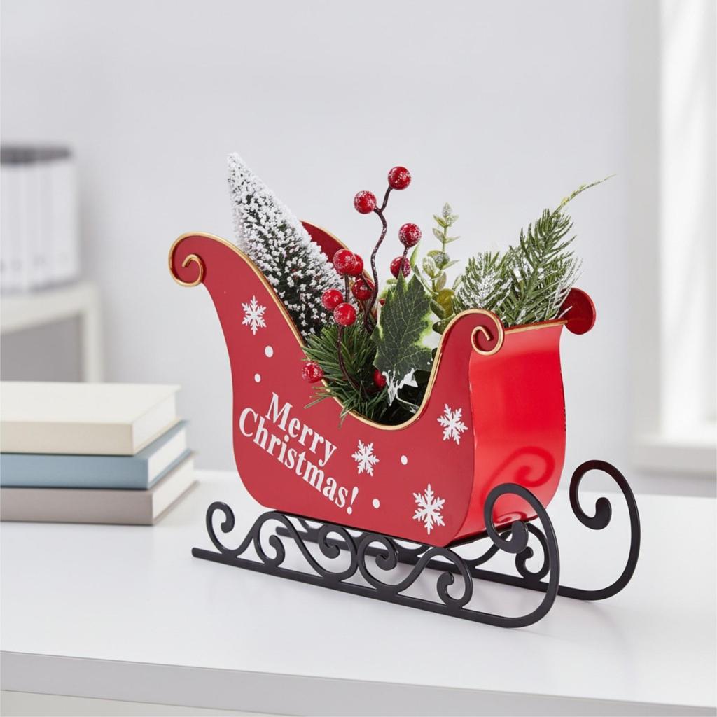 Christmas Sleigh with Lights Lighted Festive for Mantel