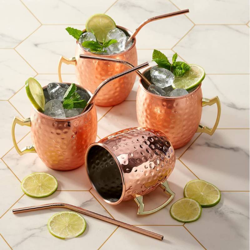 Stainless Steel Cocktail Mug With Stone Textured Surface For Entertaining