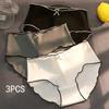 3pcs Women's Ice Silk Seamless Triangle Underwear with Low Waist Briefs
