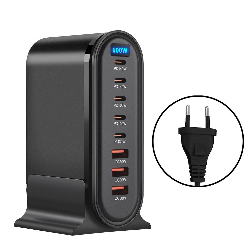 Зарядная станция 600 Вт USB C, 8 портов, USB-зарядное устройство для быстрой зарядки различных устройств, Высокоэффективный адаптер для зарядки