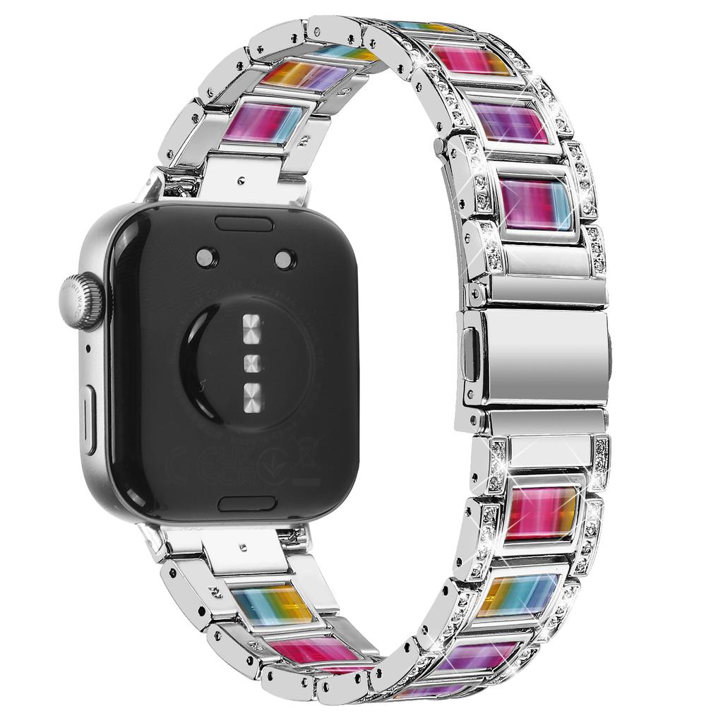 For Huawei Watch Fit 3 Metal Alloy Watch Band Rhinestones Resin Wristband Bracelet