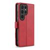 Wallet Case for Galaxy S25 Ultra - Leather/PU, Red, With Lanyard