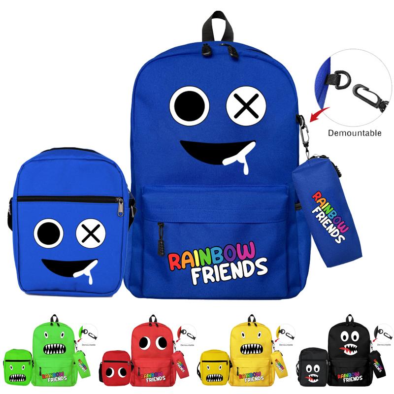 3 шт./компл., оригинальные рюкзаки с радужными друзьями для мальчиков и девочек, школьный рюкзак большой емкости, игровой рюкзак, сумка-пенал