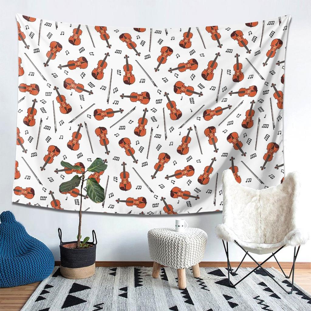 Violin And Music Notes Tapestry Decoration Art Aesthetic Tapestries for Living Room Bedroom Home Wall Cloth Wall Hanging