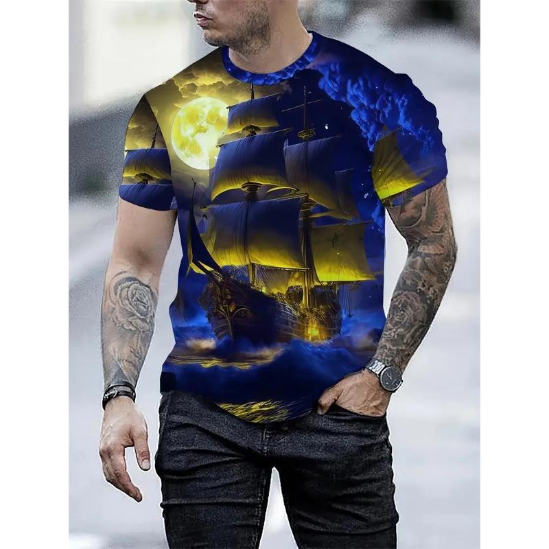 Летний круглый вырез с 3D забавными мультяшными узорами, модные повседневные футболки с короткими рукавами для мужчин