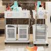 Dirty Clothes Basket Handheld Portable Laundry Basket With Movable Wheel Large Capacity Multifunctional Bathroom Storage Trolley