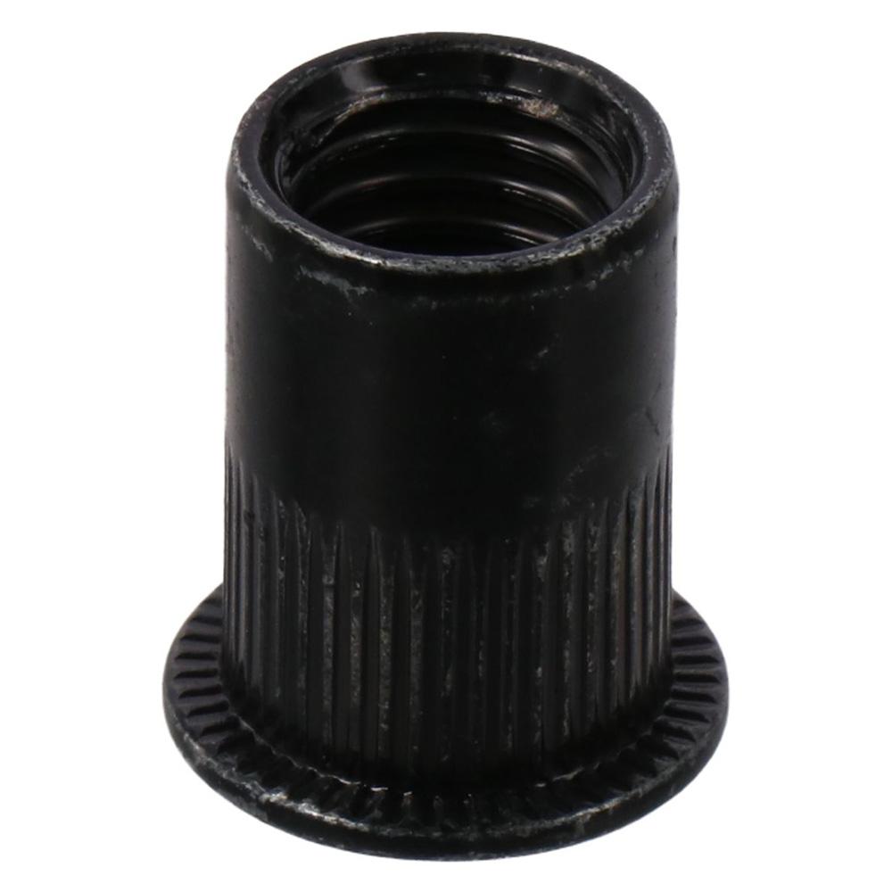 20Pcs Carbon Steel Zinc-Plated Threaded Insert Nut Black Knurled Nuts High Quality Flat Head