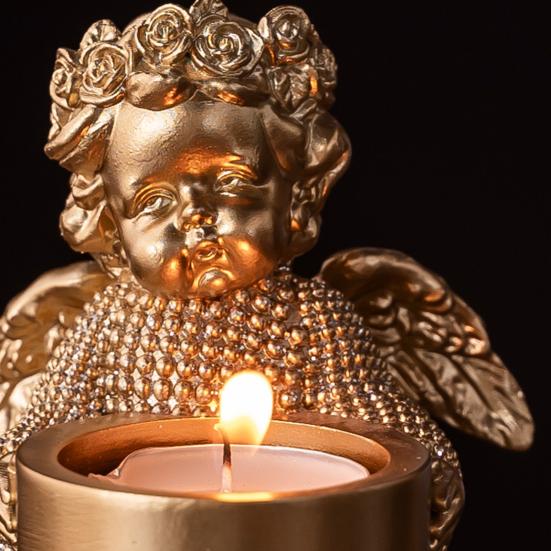 Resin Angel Statue Hug Heart Candlestick Shape Ornament Angel Sculpture Comfortable Feel Angel Ornament