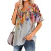 Women's T Shirt Tee Printed Women's Shirts V Neck Short Sleeve Button Up Tunic Tops Blouse