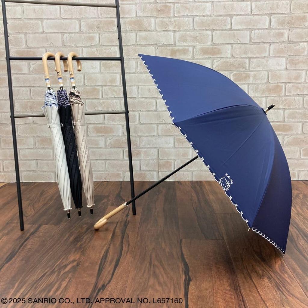 Sanrio Characters Sunny or Rainy Sliding Umbrella Parasol Embroidery Hello Kitty Kuromi Cinnamoroll Pochacco Goods Sanrio (Kuromi/Black)