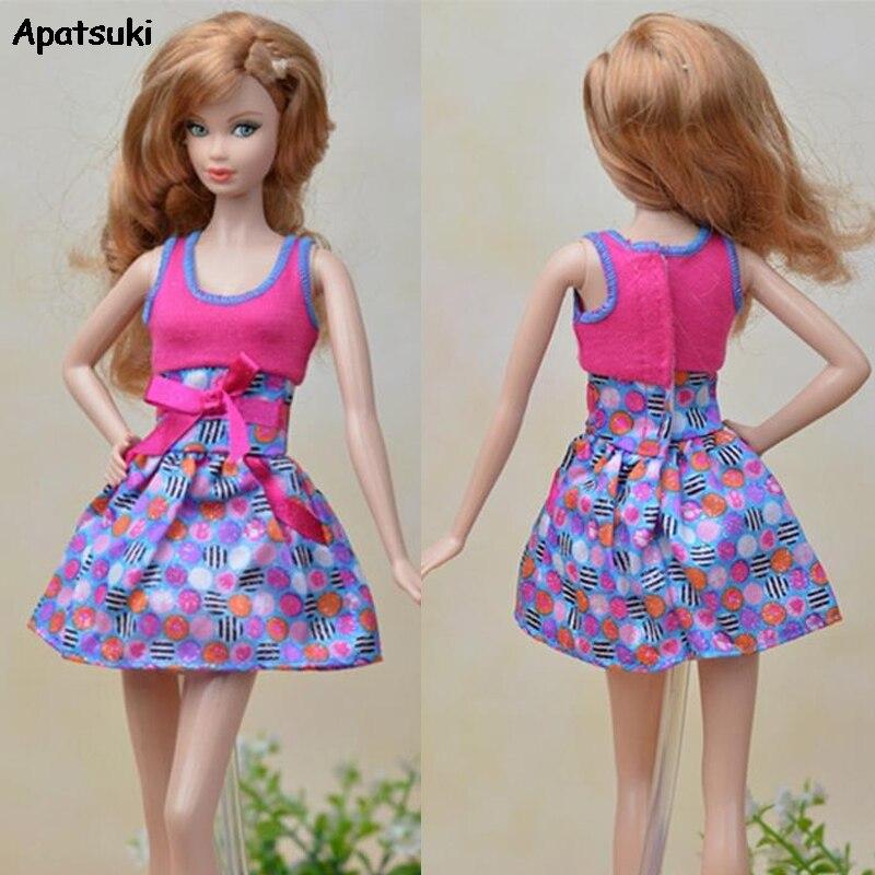 O-образный вырез без рукавов Ourfits Dress Doll Clothes for Barbie Dolls Pink Daily Casual Fashion Dresses For 1/6 BJD Doll Doll Accessories Toy