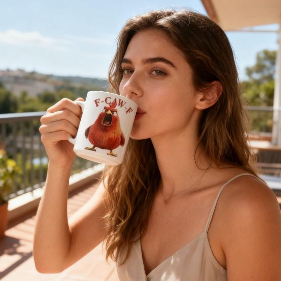 Кружка Петух F-Caw-F Керамическая кофейная кружка 400 мл Кружка для чая со скрытым посланием Саркастический подарок для любителей чая и кофе