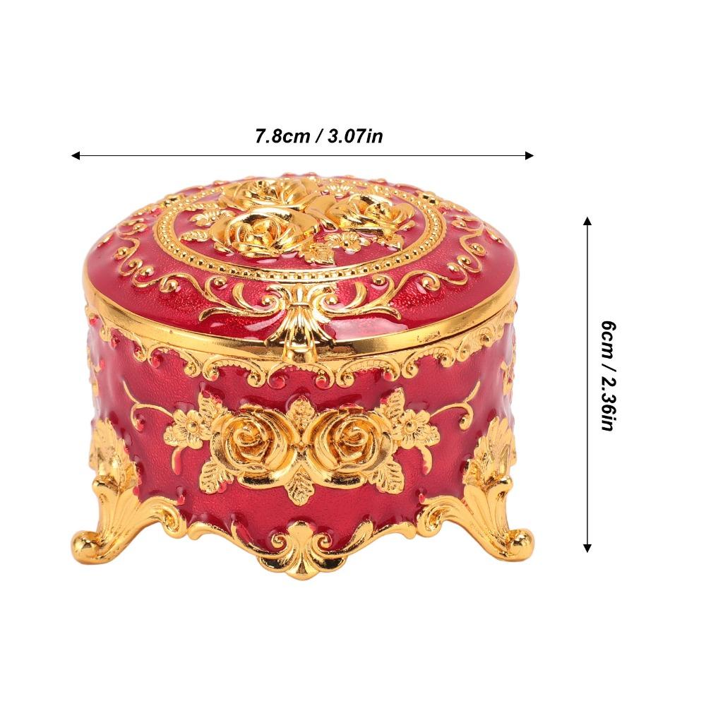 Gold Vintage Jewelry Box Round Metal Trinket Box Jewelry Storage Box For Ring Earring Necklace