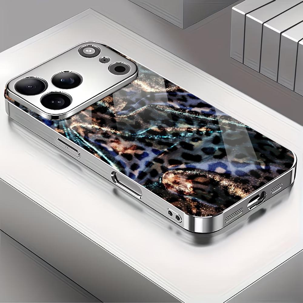 Яркие чехлы для телефона с леопардовым принтом carcasa Smartphone Glass Phone Case для iPhone 17 16 15 14 13 12 11pm Pro Plus fundas