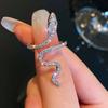 Silver Color Snake Ring Fashion Women Shinning Zircon Open Adjustable Animal Rings Girls Daily Party Jewelry Accessories Gifts