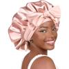 Double-Layer Satin Sleep Bonnet - Silk-lined with Tie Band for Curly Hair. Prevents Frizz & Breakage. 12 Colors Available.