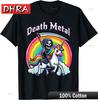 Death Metal Grim Reaper Riding A Unicorn Unisex-Adults T-Shirt Urban Edgy Man Tshirts Casual Cool Edgy T-Shirt Printed for Gifts
