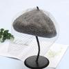 Autumn and Winter New Woolen Hat British Retro Painter Hat Elegant Mesh Beret Women