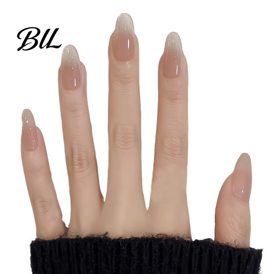 Almond Stick-on Fake Nails 10Pcs Cats Eyes Press on Kit, Glossy Nails, Easy Application False Salon Quality Long Glue for Women Girls Scratch