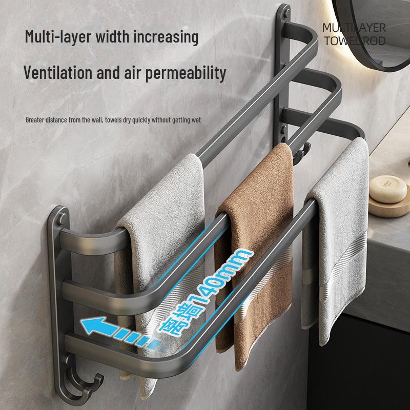 Алюминиевая настенная вешалка для полотенец без отверстий и полка для хранения вещей для кухни и ванной комнаты