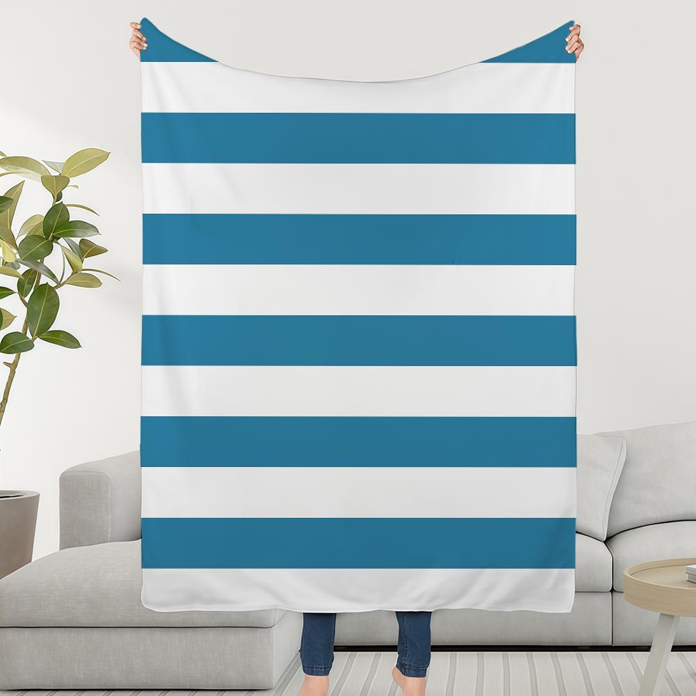 Blanket Throw Super Cosy Plush Stripes Horizontal Living Room Sofa Couch Blue Childish Birthday Gifts