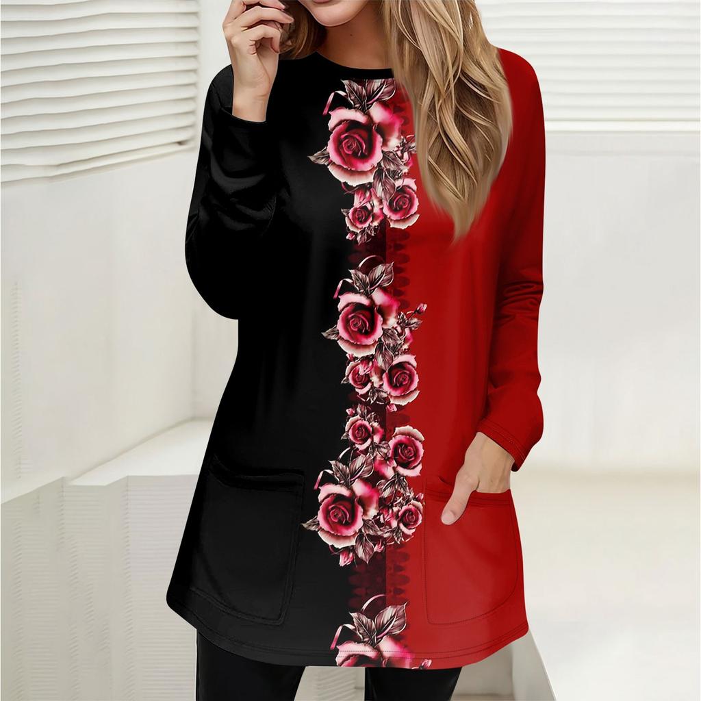 Женская толстовка, пуловер, спортивная одежда, карман, принт, повседневный топ с круглым вырезом и длинными рукавами