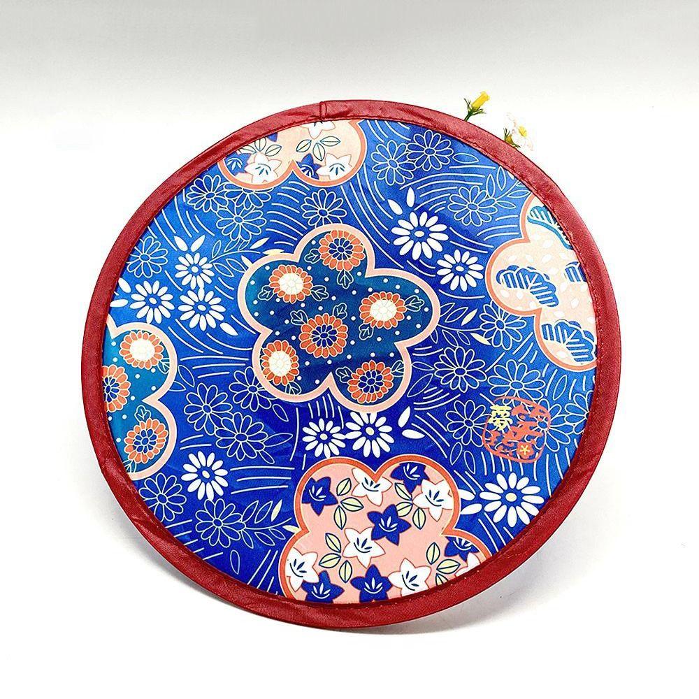 Декоративный складной круглый с карманом нейлоновый летний летающий диск складные веера уличный ручной веер