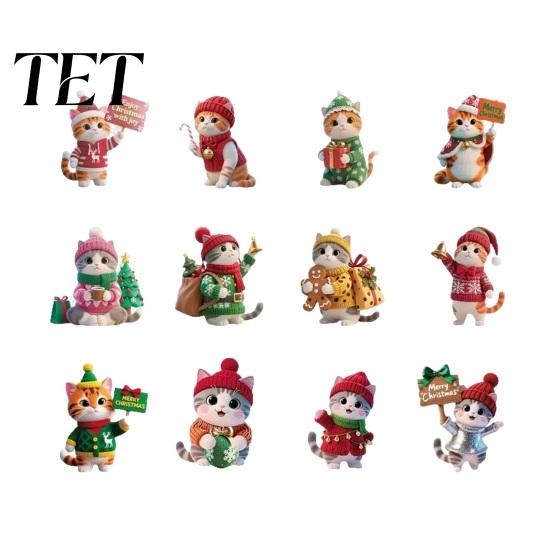 Cute Animal Tree Ornaments Kitten Christmas Hanging with Lanyards, Wooden Cat Pendants for Pendants, Decorative Charms Holiday Home Party Wall