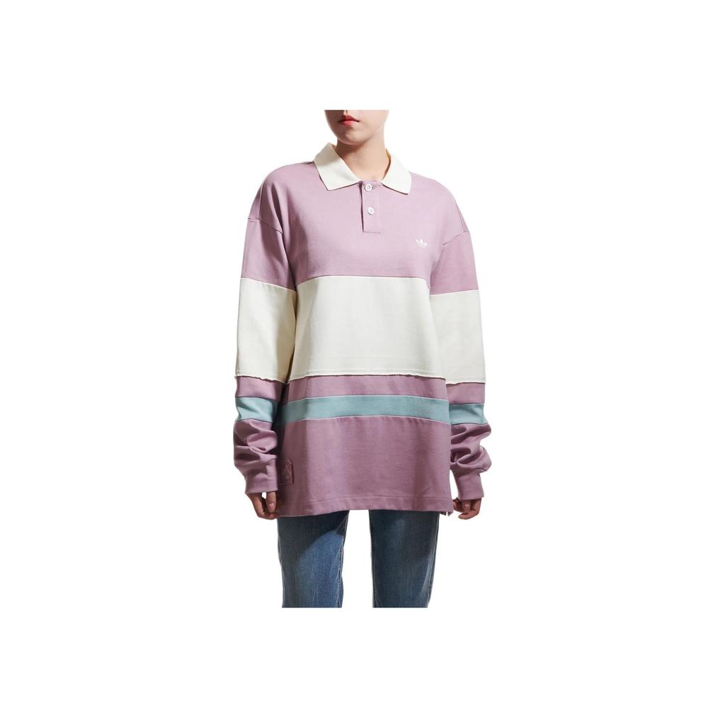 Adidas Мужская рубашка-поло Originals Uma Color Block с длинным рукавом, фиолетовая HR6454