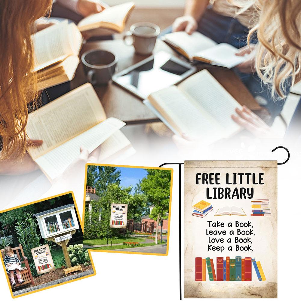 Free Small Library Tin Logo Reading Retro Metal Logo Double-sided Garden Decoration Home Coffee P4M2