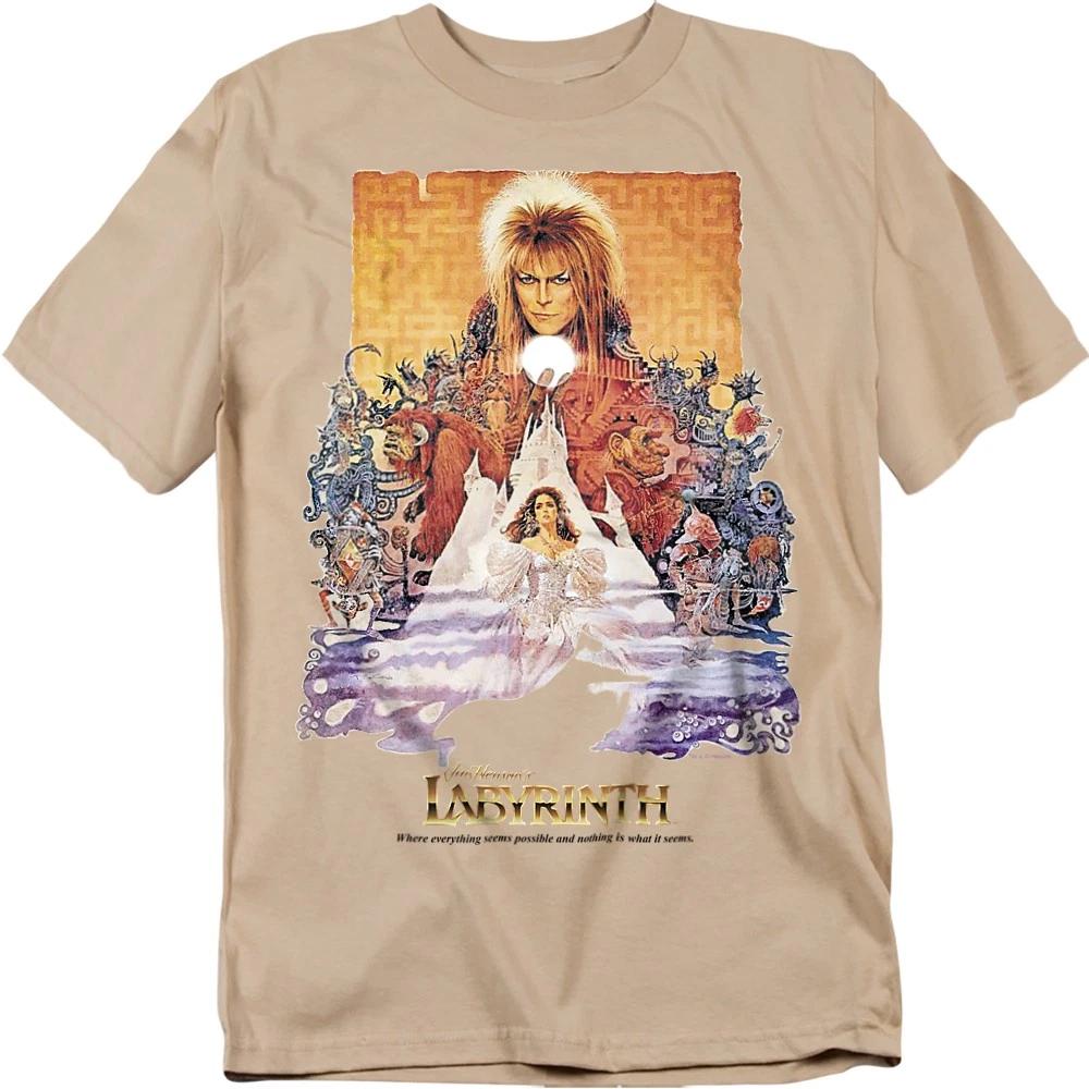 Labyrinth Movie Poster 100% Cotton T-shirt Mens Tees Top S-2XL, Sand