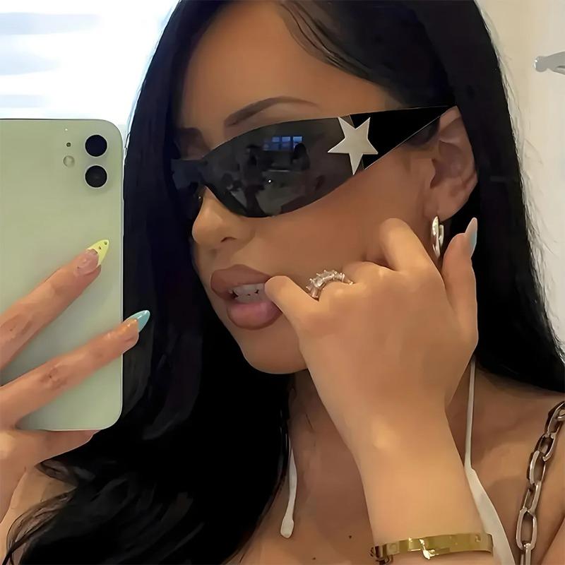 New Women'S Rimless Star Decoration Eyewear Integrated  Hot Girl Style Hip Hop Fashion Sunglasses Beach Party Eyeglasses