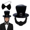 Adorable Formal Costume Hat Dress Up Black Magician Hat Cosplay Outfit Black Top Hat  Theme Party