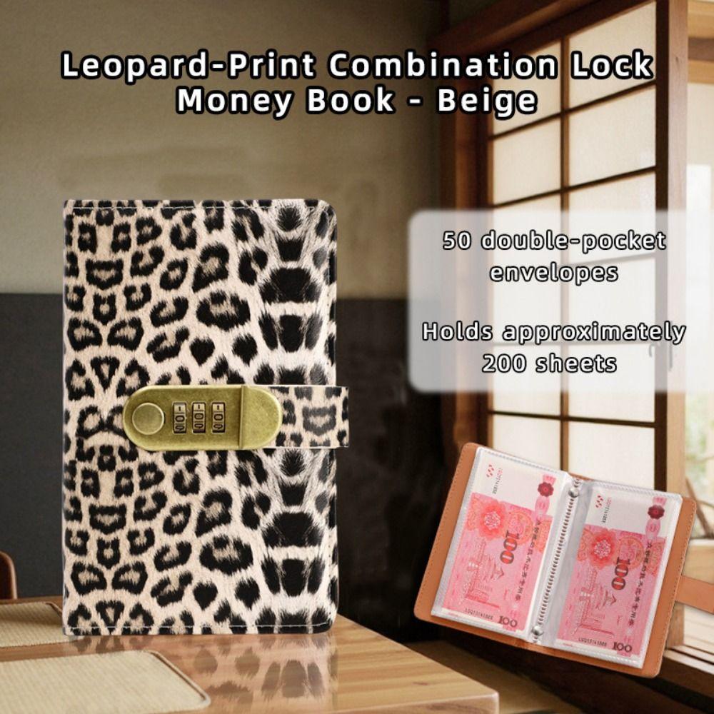 Leopard print Money Saving Binder Savings Wallet Notebook Office Stationery Supplies