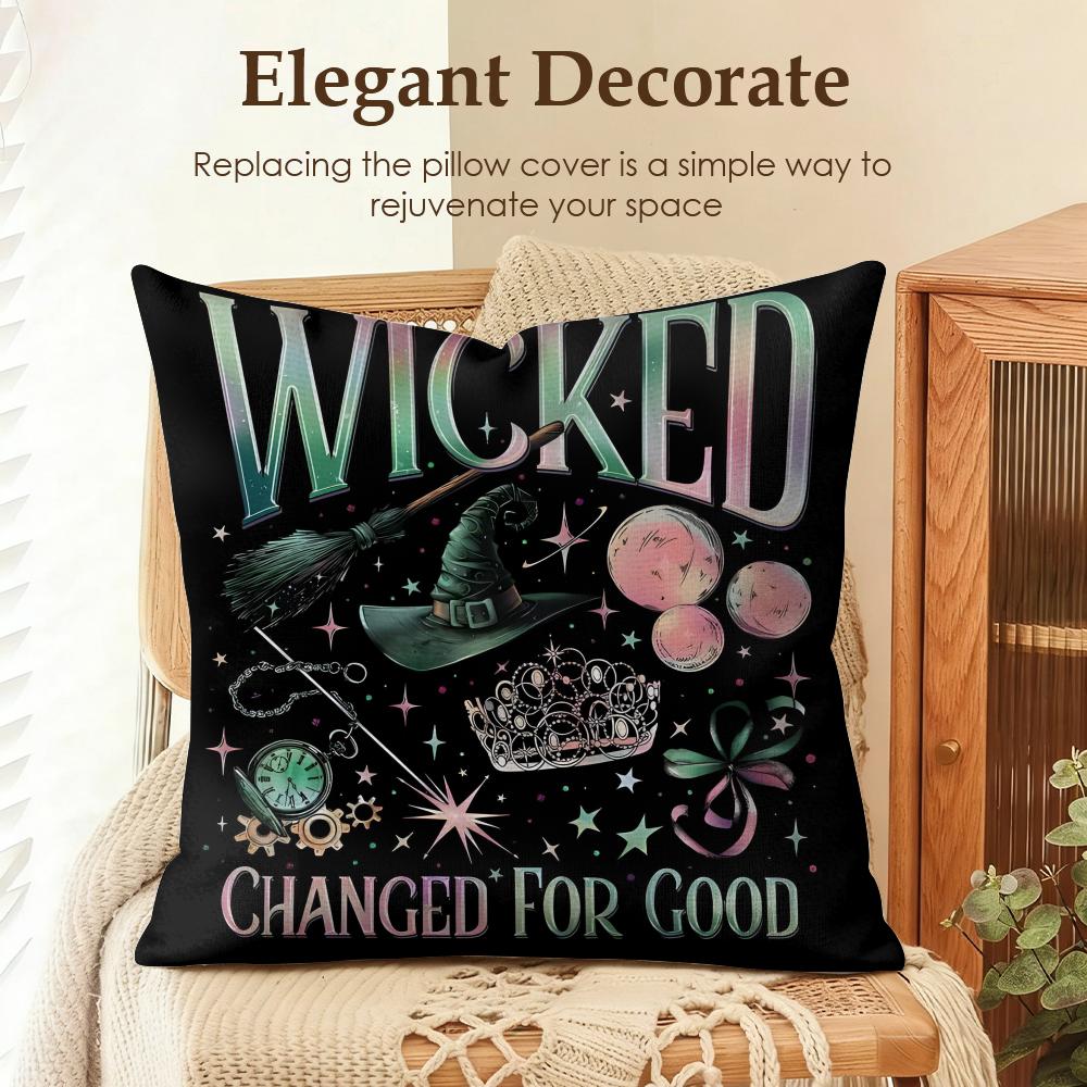 Movie WWicked Cushion Cover Natural Linen Organic Fabric DoubleSided Printing Sofa Home Decor Gift Pillow Case
