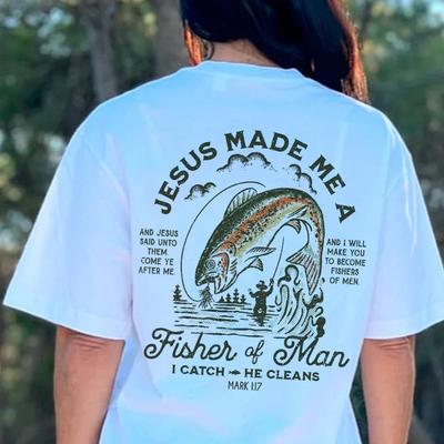 Fisher of Men Топ с принтом на спине, винтажная мода, уличная одежда, футболки, женская футболка с библейским стихом, футболки с религиозной тематикой Иисуса