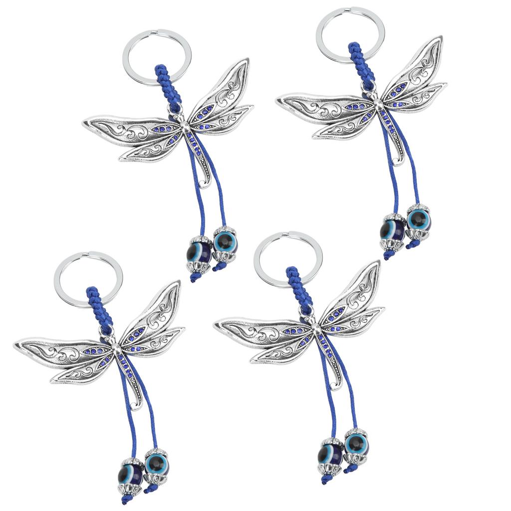 4 шт. брелок для ключей «Стрекоза сглаза» синяя веревка плетеный сплав винтажный брелок для ключей «Стрекоза сглаза» сумка