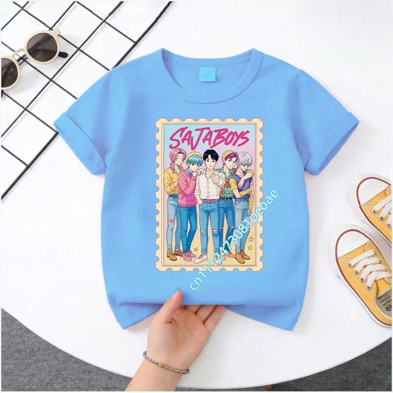 2026 New K-POP Saja Boys Print Short-Sleeved Spring Summer Clothing for Boys and Girls Cute Cotton T-shirt for Boys and Girls