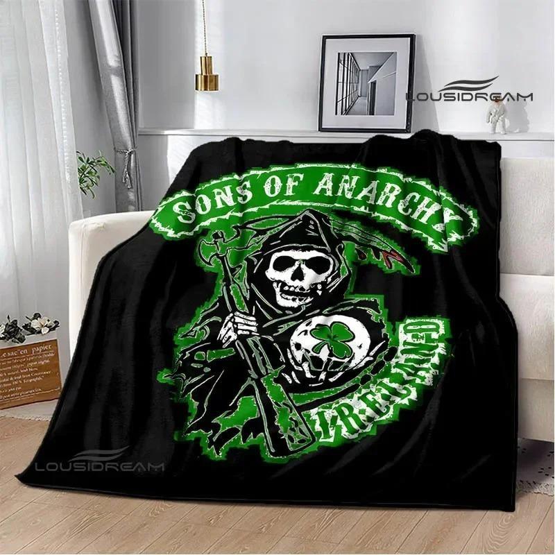 Плед Sons of Anarchy Ретро-принт Мягкий Теплый для Детей Идеальный Подарок на Пикник или День Рождения
