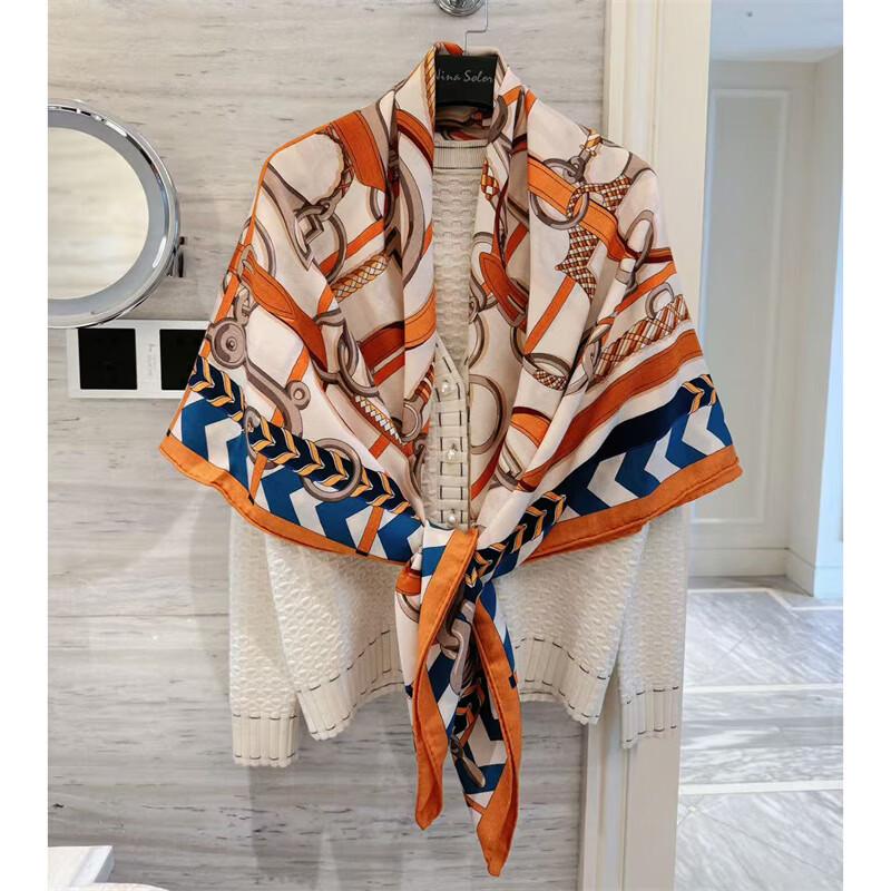 NINA SOLOR Silk Wool Buckle Wrap Scarf