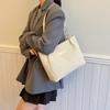 Trendy Korean Simple Design Woven Tote Bag Fashionable Beige And Khaki Options