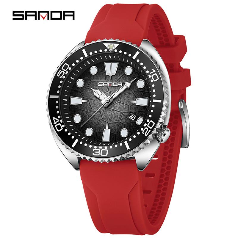 Men's Business Leisure Watch Volcanic Lava Texture Scratch Resistant Glass Waterproof Rotating Bezel Night Light Quartz Wristwatches