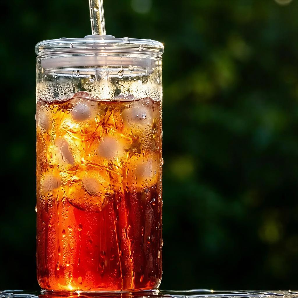 MUG GLASS BOTTLE WITH STRAW 600ml TRANSPARENT GLASS LID
