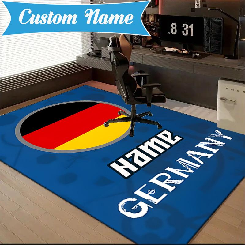 Custom Name Germany Flag Rug Game Carpet, Floor Mat for Bedroom Living Room Entryway Rug, Home Decor Idea Gift for Christmas birthday